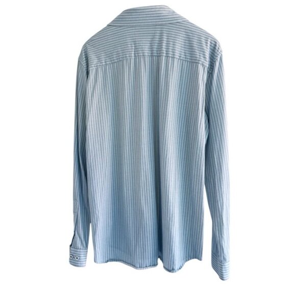 Buttercloth Men's Sz XL Icy Cotton Regular Fit Blue Striped Button Up Shirt - Picture 3 of 7